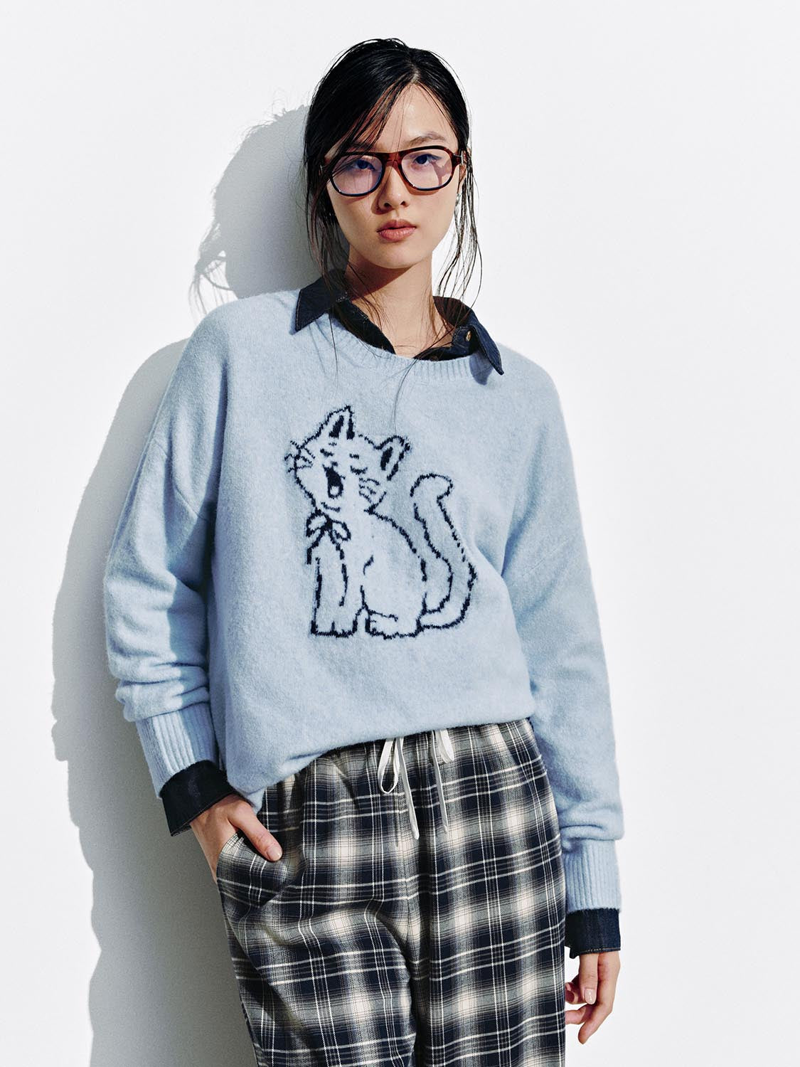 Intarsia Long Sleeve Knitted T-Shirts