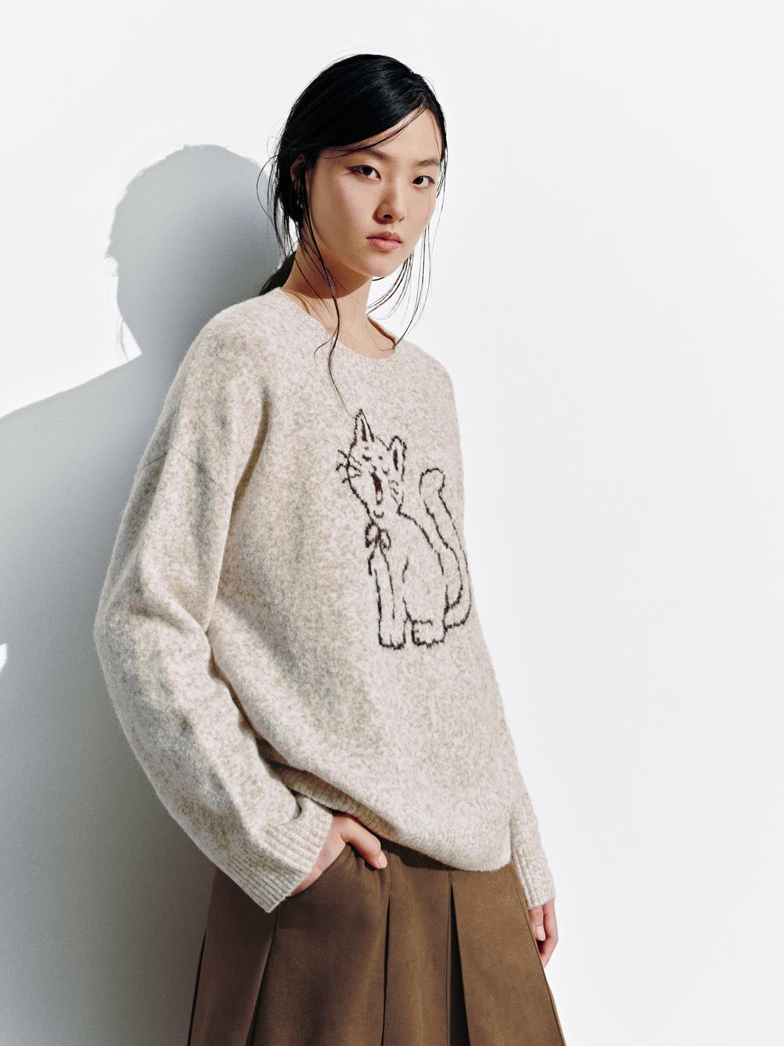 Intarsia Long Sleeve Knitted T-Shirts