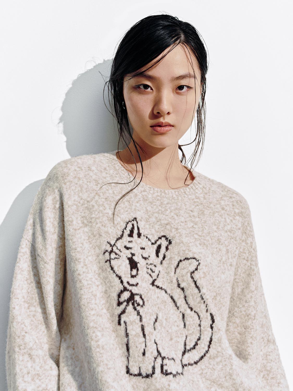 Intarsia Long Sleeve Knitted T-Shirts