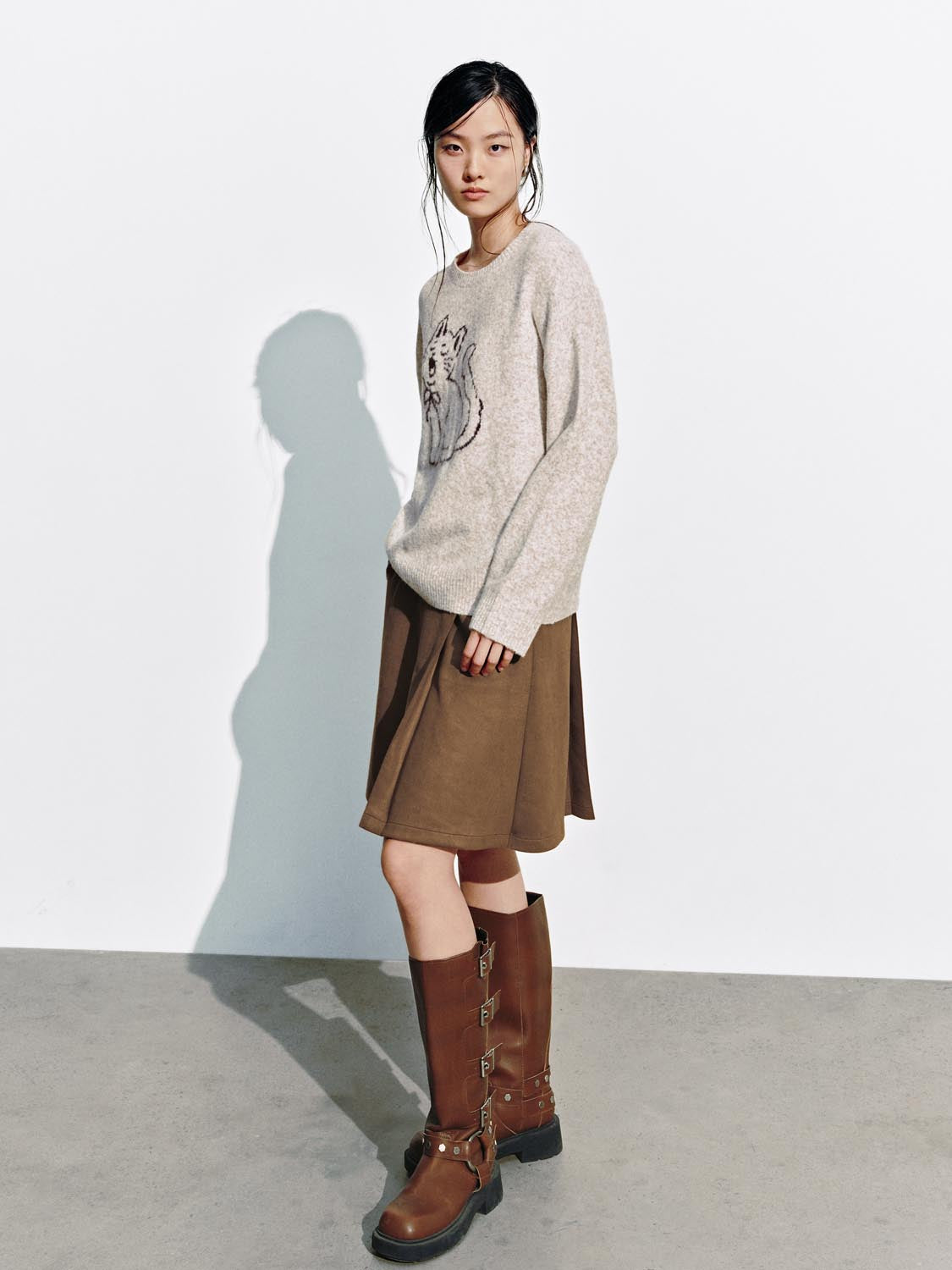 Intarsia Long Sleeve Knitted T-Shirts