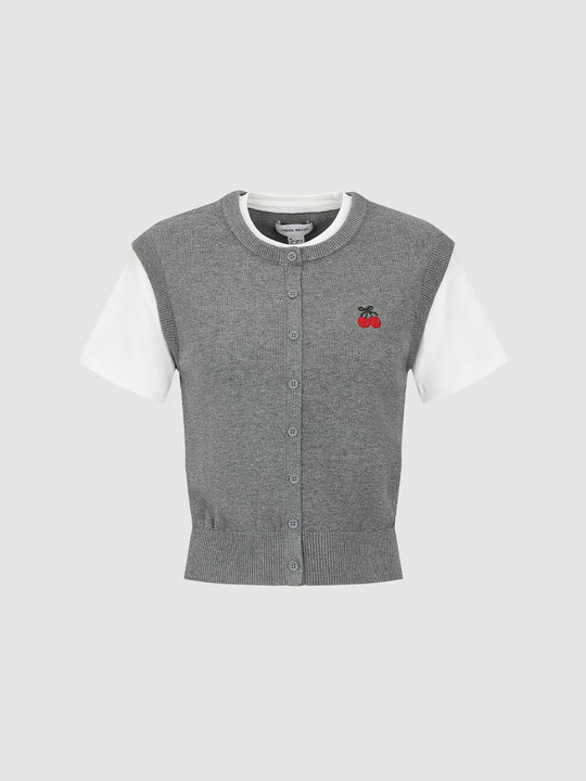 2 In 1 Embroidered Knitted T-Shirts