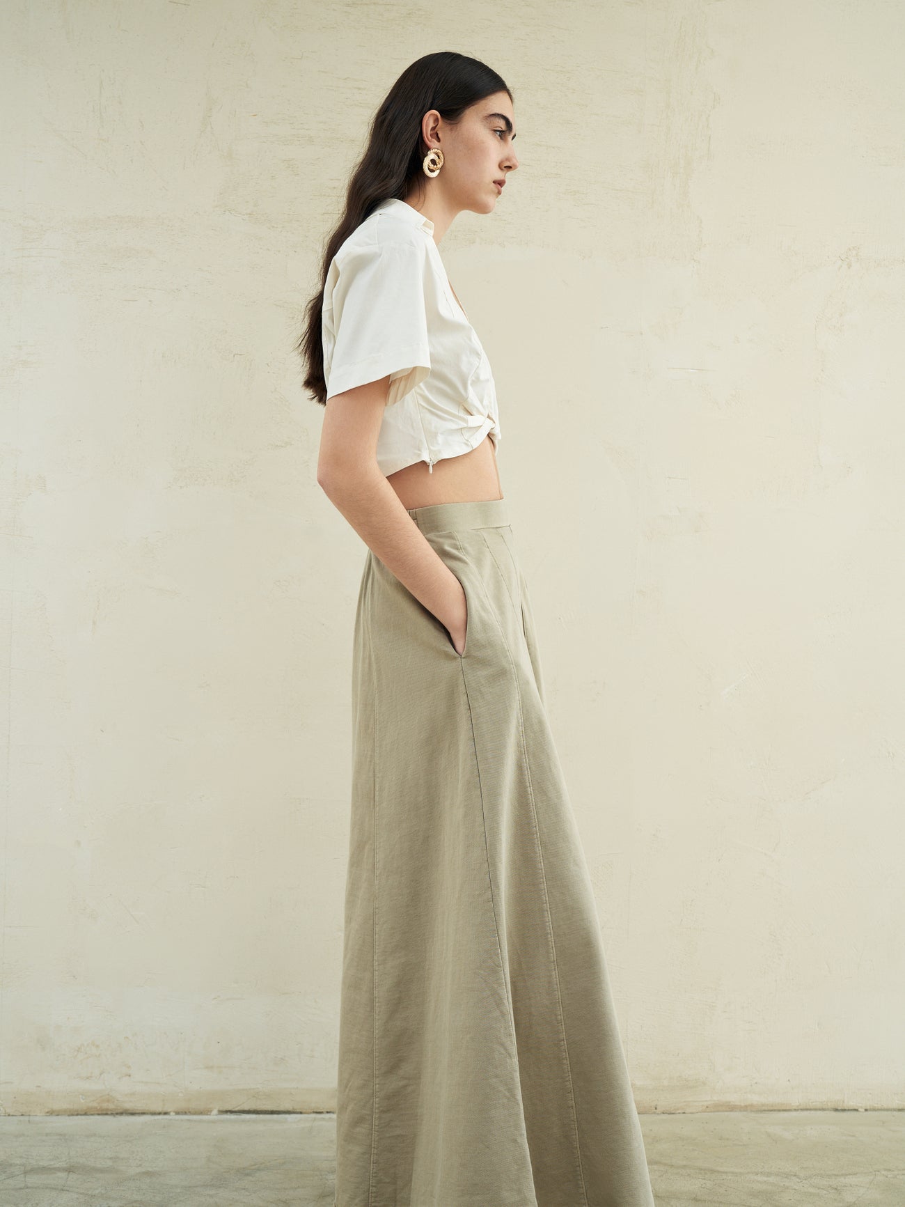 Twist Front V-Neck Overhead Shirt