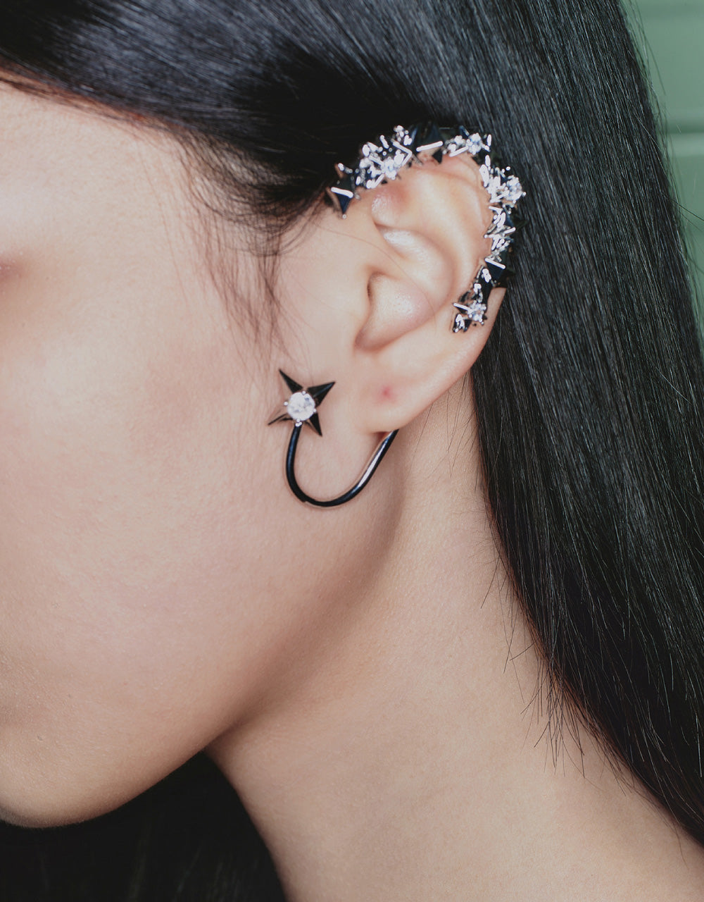 Star Earings With Crystals