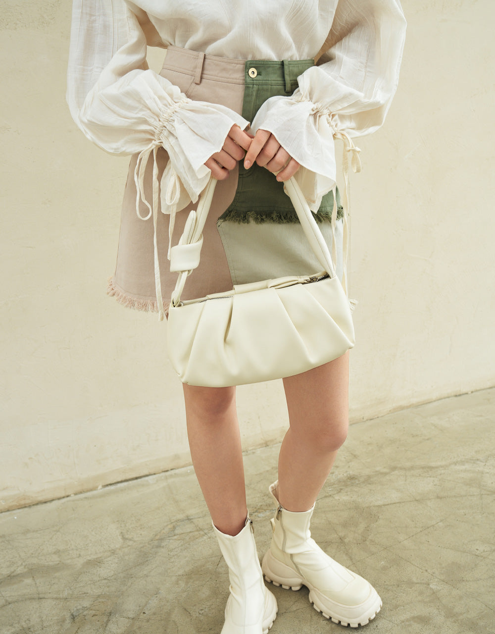 Tie Strap Vegan Leather Shoulder Bag