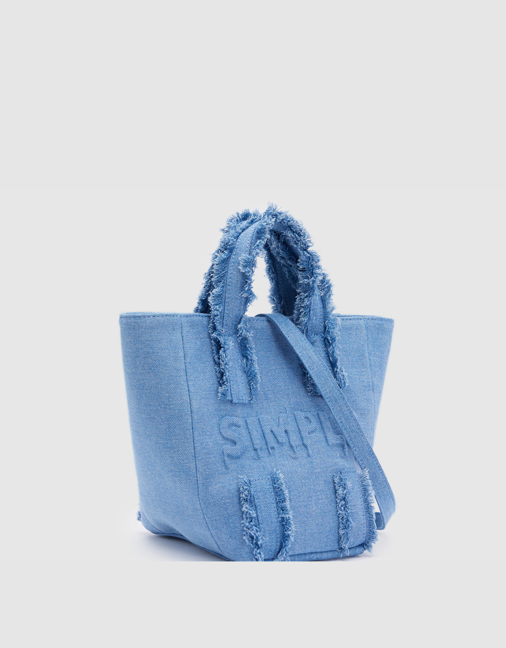 Letters Embossed Denim Shoulder Bag