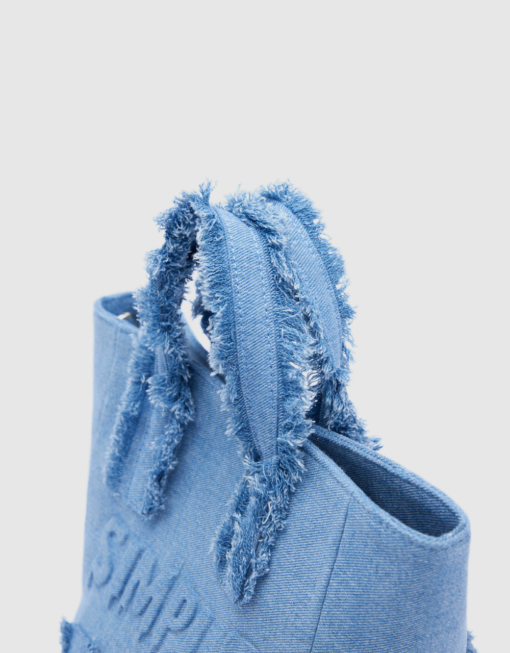 Letters Embossed Denim Shoulder Bag