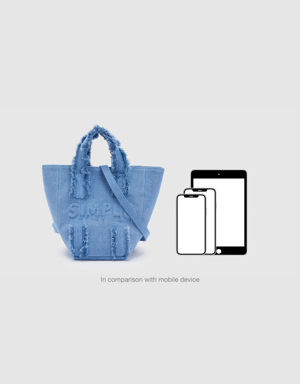 Letters Embossed Denim Shoulder Bag