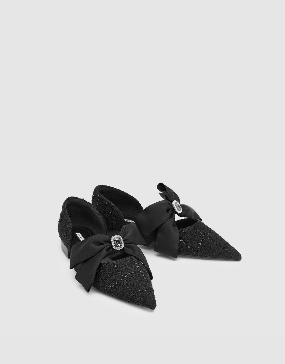 Tweed Bow Décor Slingbacks