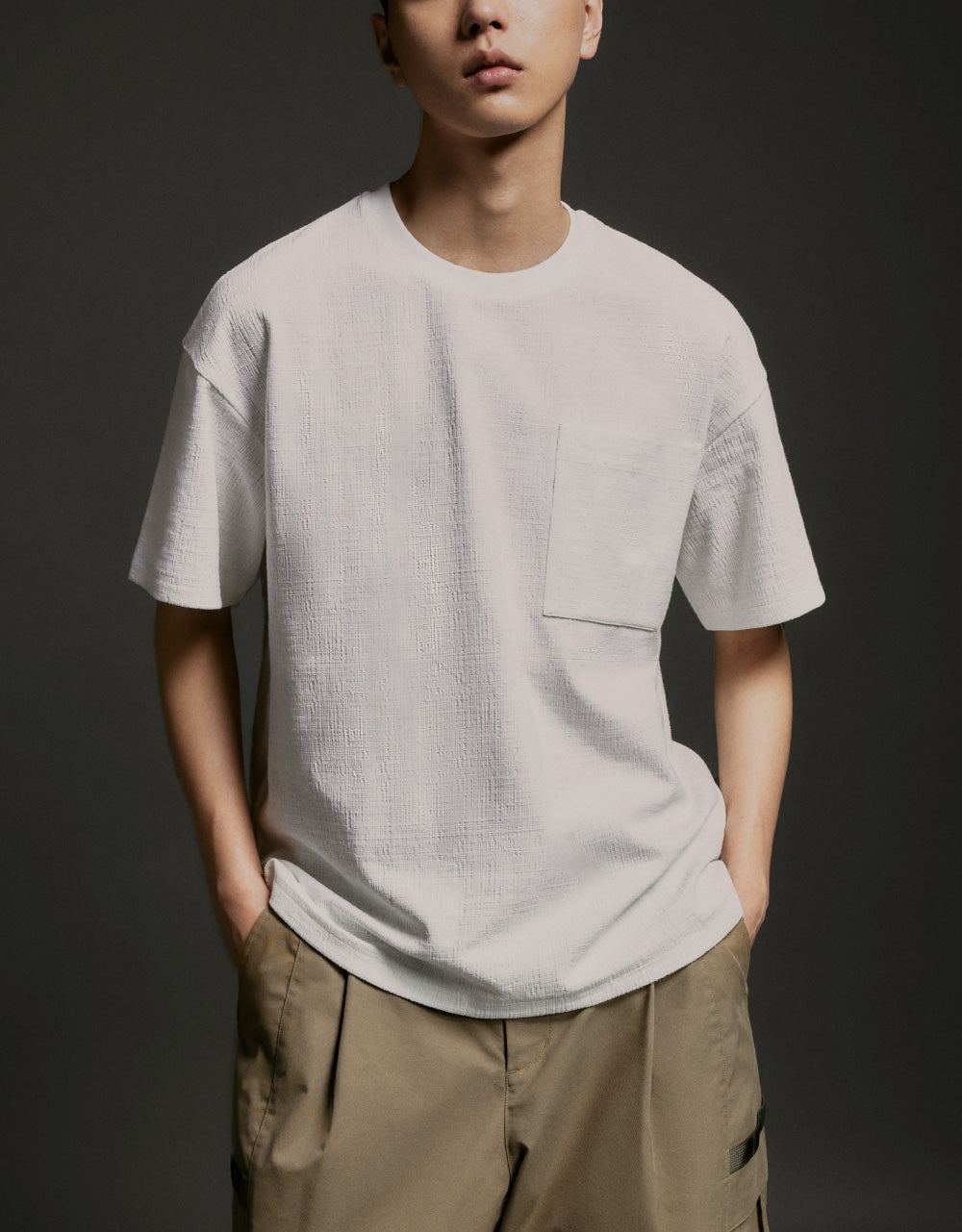 Textured Crew Neck T-Shirt