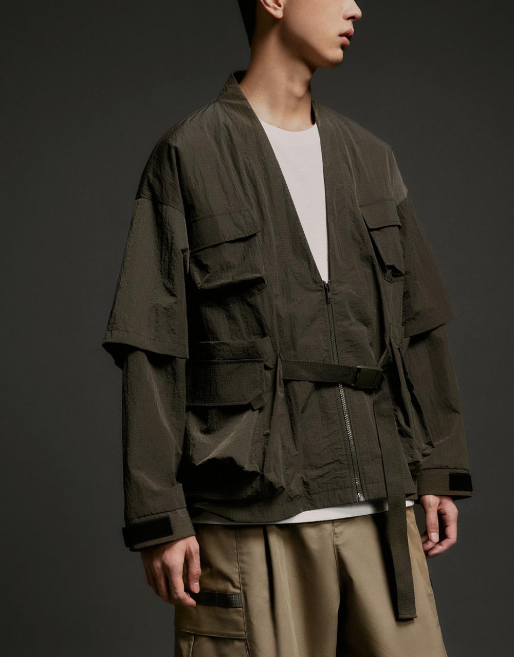 Kimono Lapel Mid-Length Jacket
