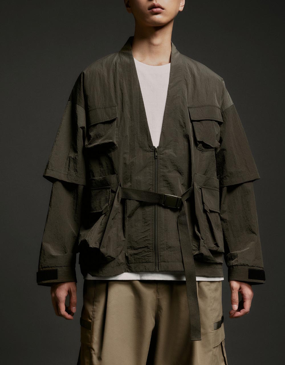 Kimono Lapel Mid-Length Jacket
