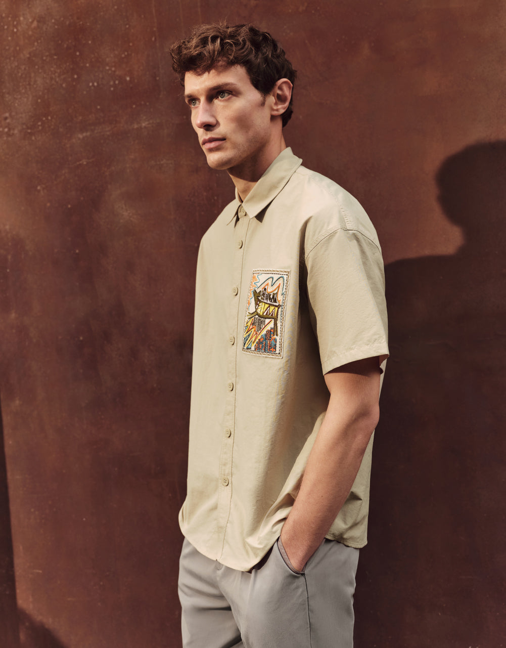 Printed Button Up Loose Shirt