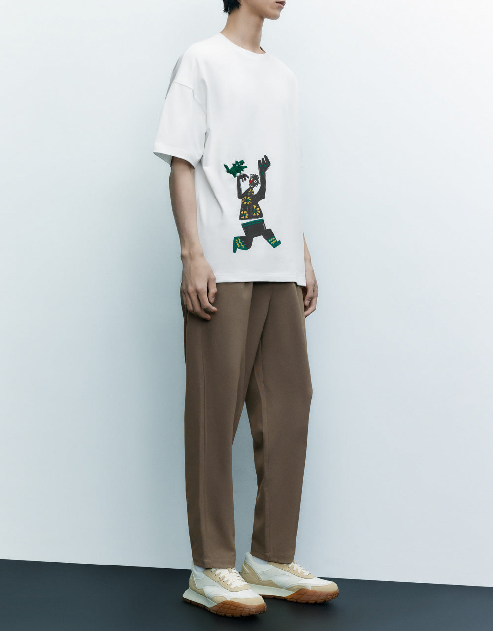Cartoon Printed Crew Neck T-Shirt