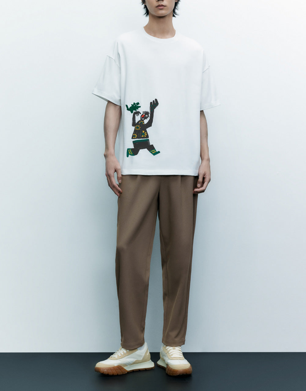 Cartoon Printed Crew Neck T-Shirt