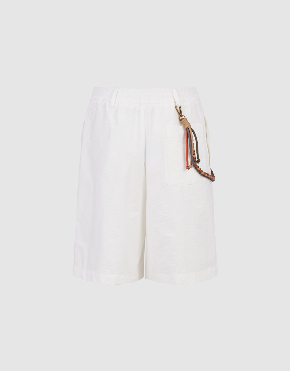 Elastic Waist Shorts With Braided Rope