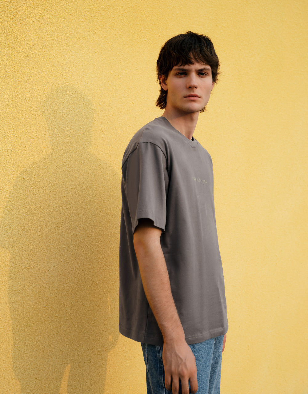 Knitted Slogan Crew Neck T-Shirt