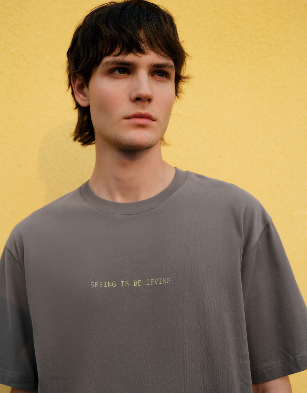 Knitted Slogan Crew Neck T-Shirt