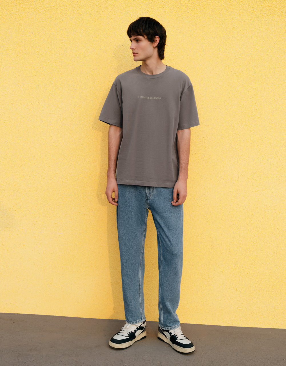 Knitted Slogan Crew Neck T-Shirt