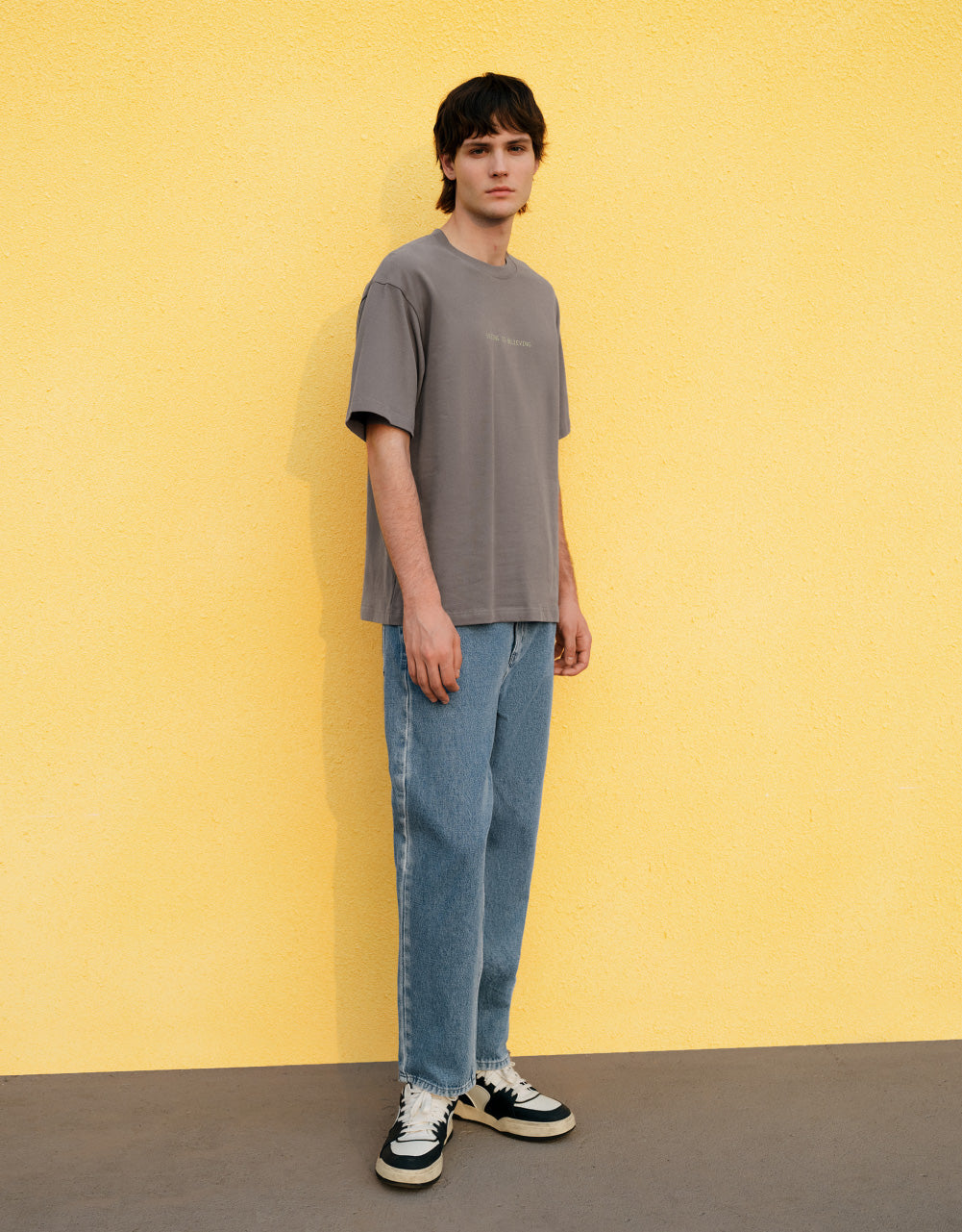 Knitted Slogan Crew Neck T-Shirt