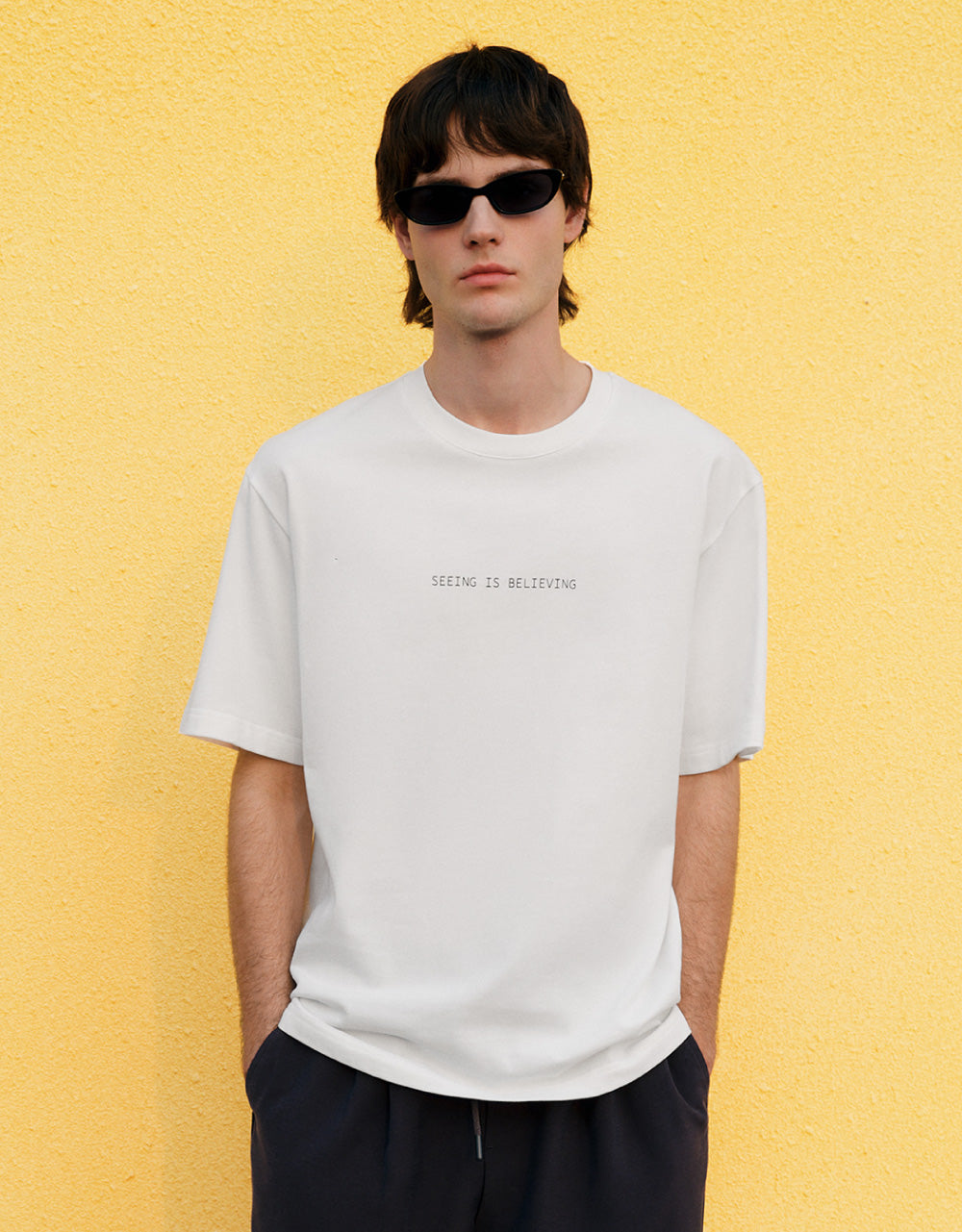 Knitted Slogan Crew Neck T-Shirt