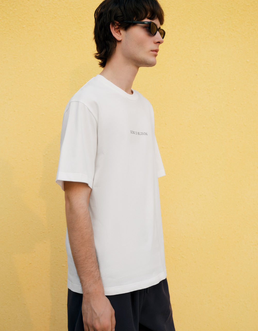 Knitted Slogan Crew Neck T-Shirt