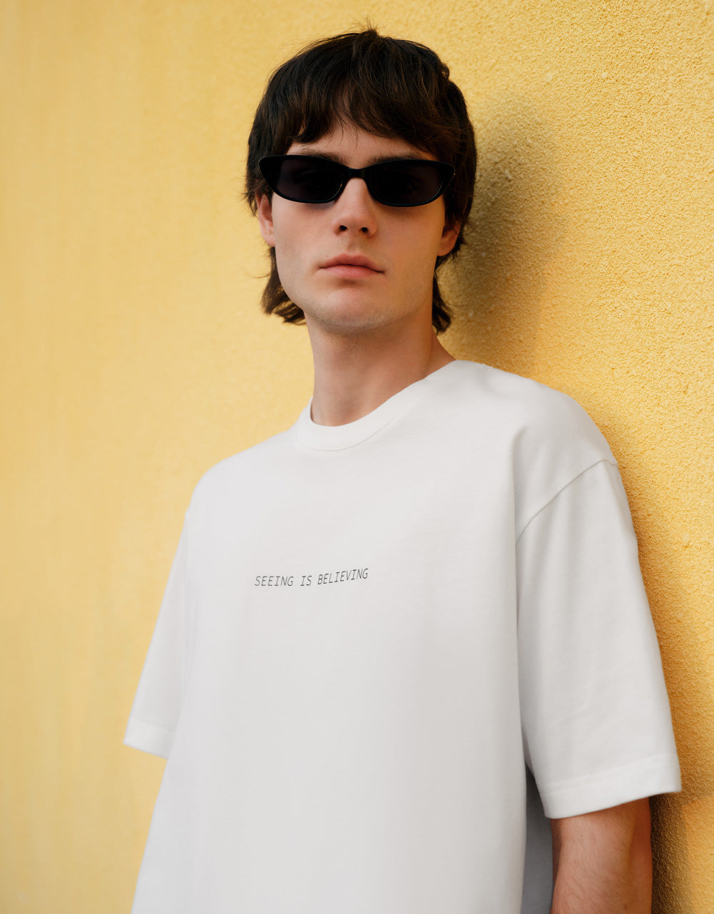Knitted Slogan Crew Neck T-Shirt