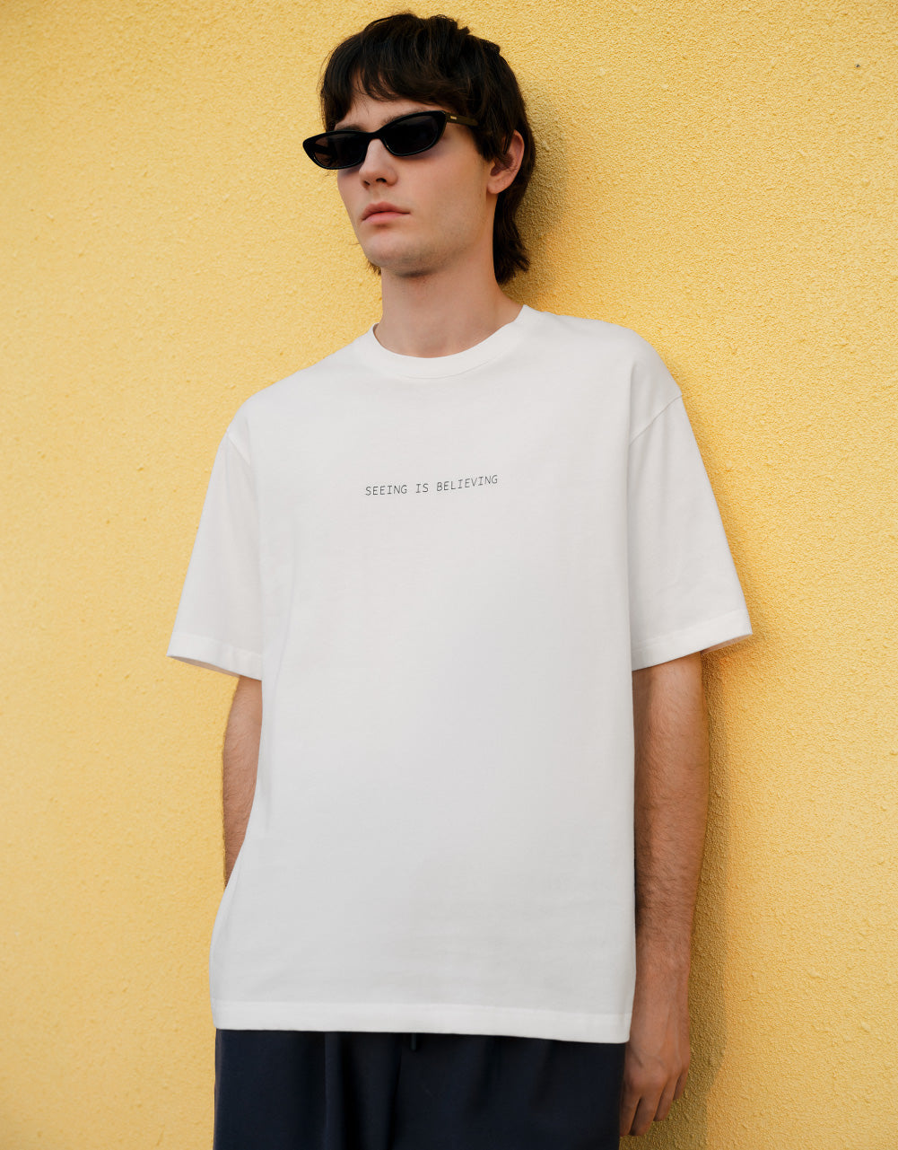 Knitted Slogan Crew Neck T-Shirt