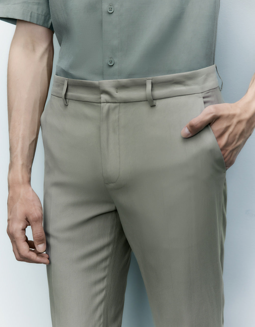 Mid-Waist Straight Pants