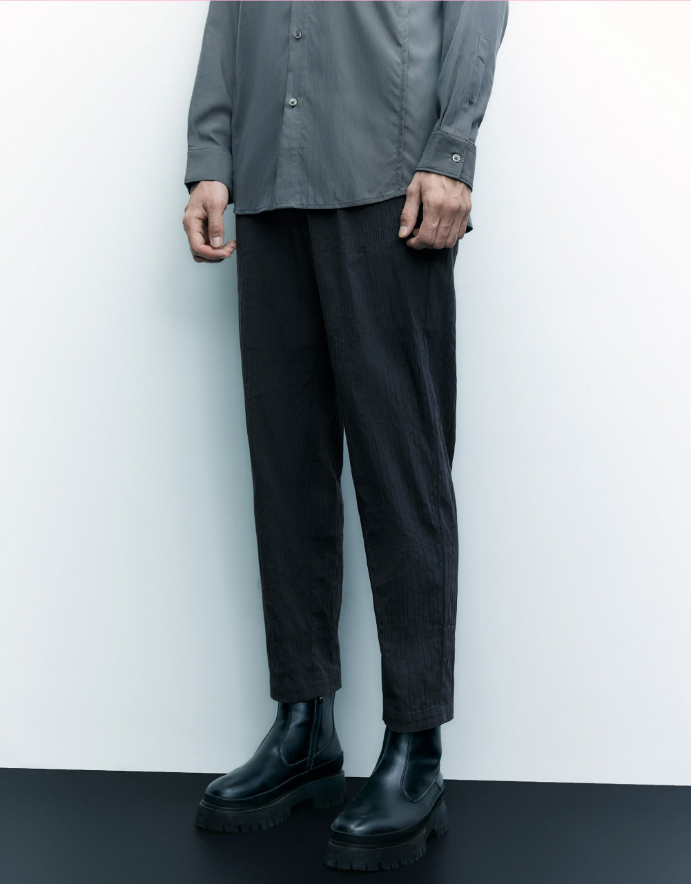 Textured Straight Pants