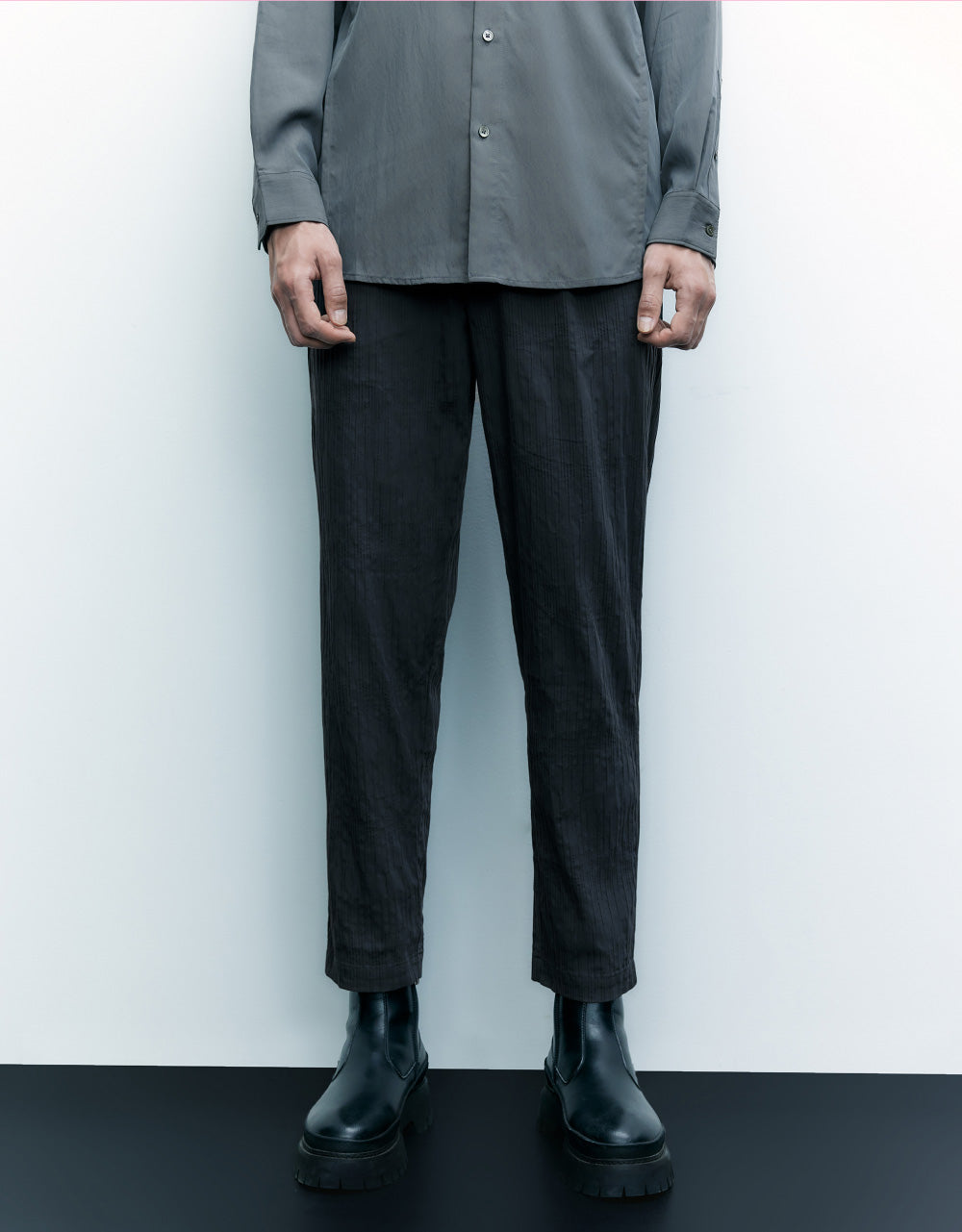 Textured Straight Pants