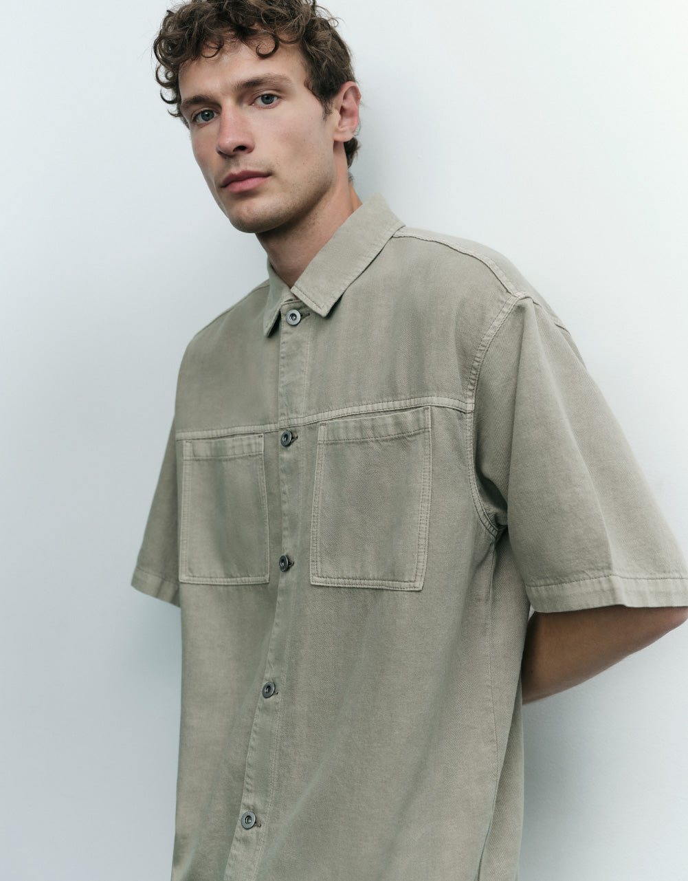 Short Sleeve Loose Denim Shirt