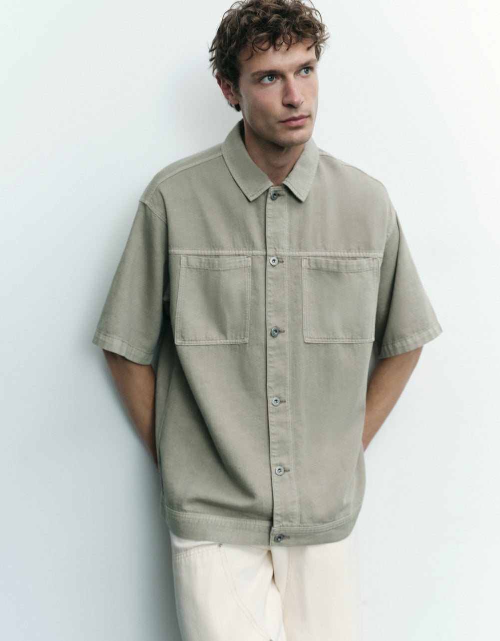 Short Sleeve Loose Denim Shirt