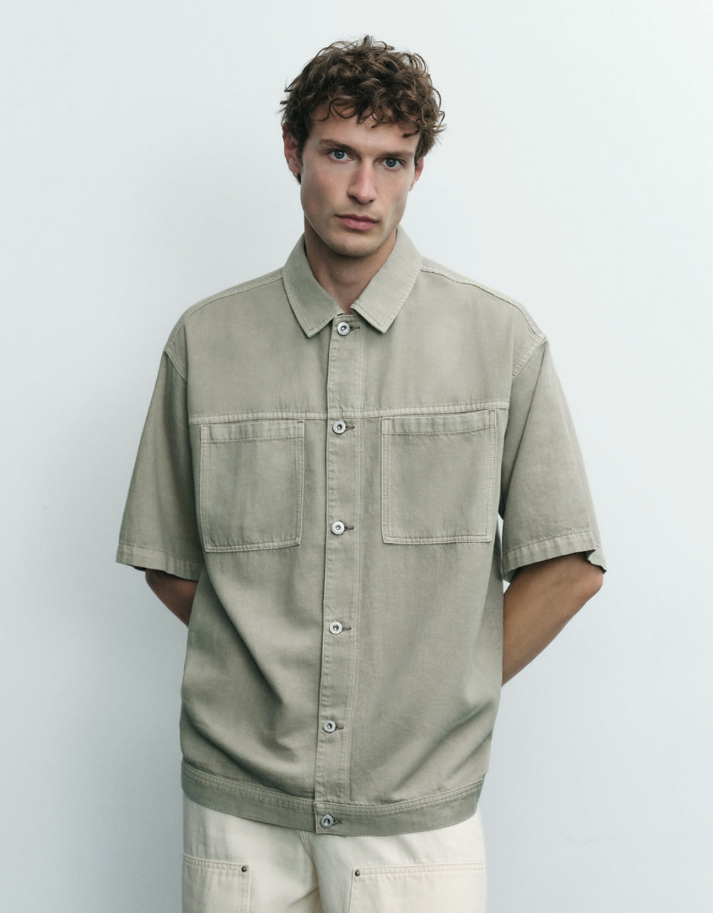 Short Sleeve Loose Denim Shirt