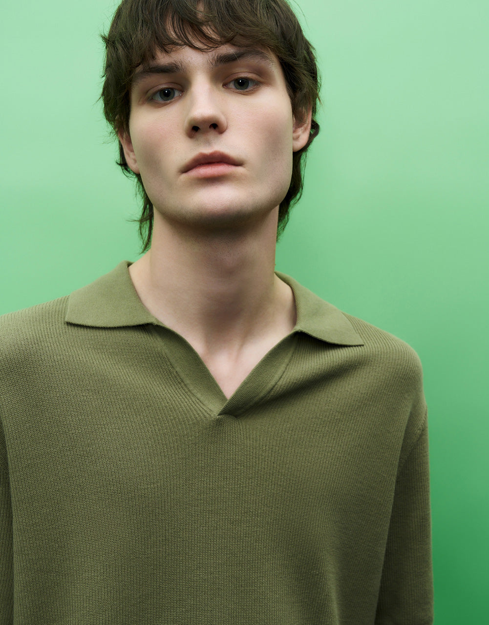 Stand Collar Knitted T-Shirt