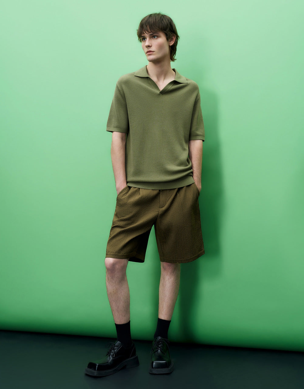Stand Collar Knitted T-Shirt