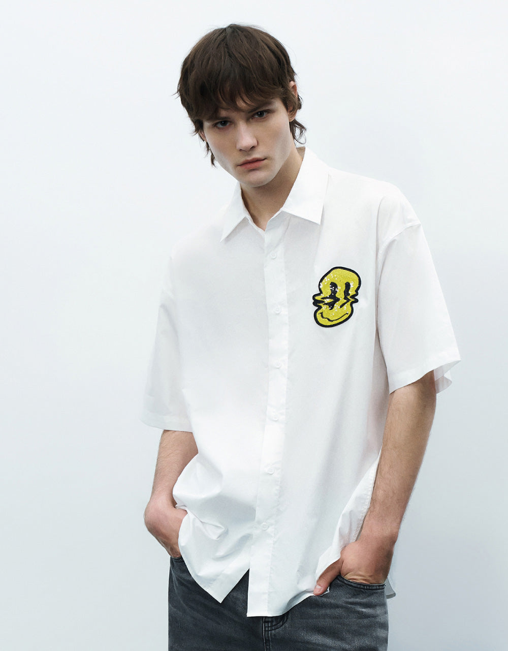 Emoji Embossed Loose Shirt