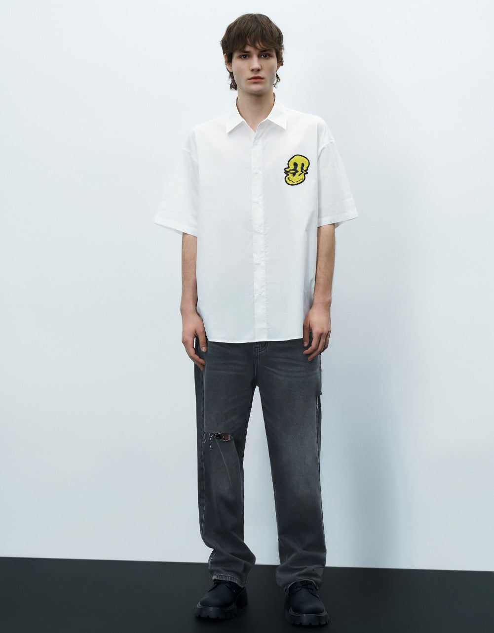 Emoji Embossed Loose Shirt