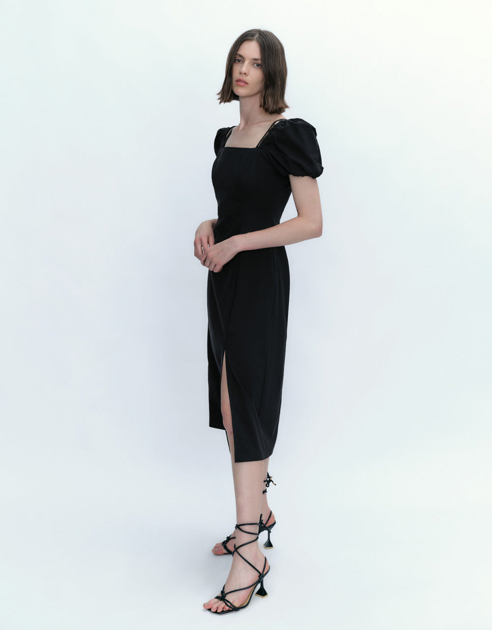 Square-cut Collar Skater Dress
