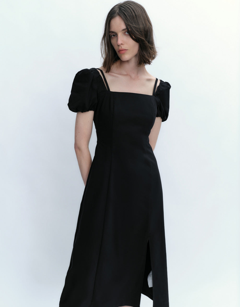 Square-cut Collar Skater Dress