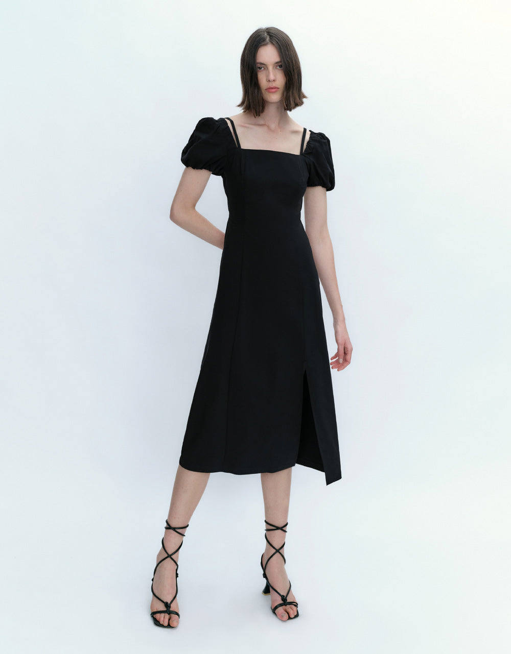 Square-cut Collar Skater Dress