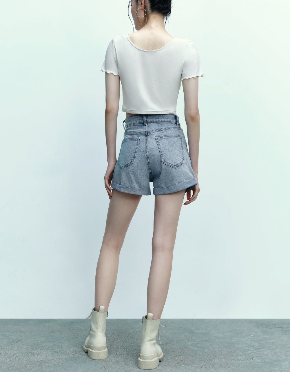 Roll Up Hem Denim Shorts