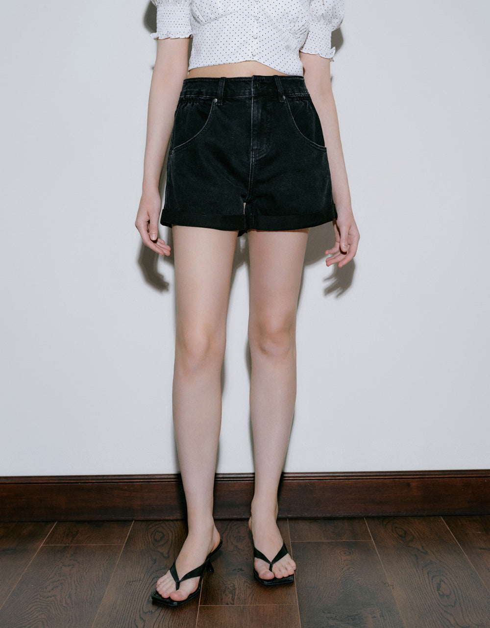 Roll Up Hem Denim Shorts