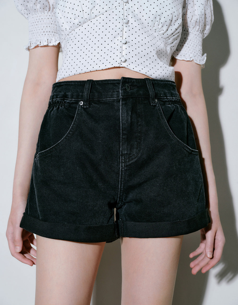 Roll Up Hem Denim Shorts