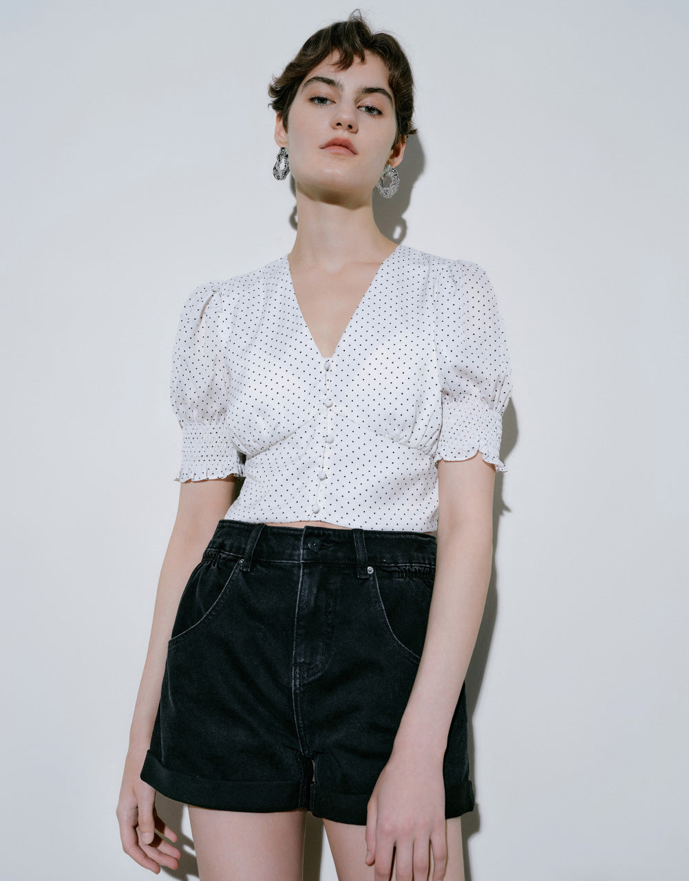 Roll Up Hem Denim Shorts