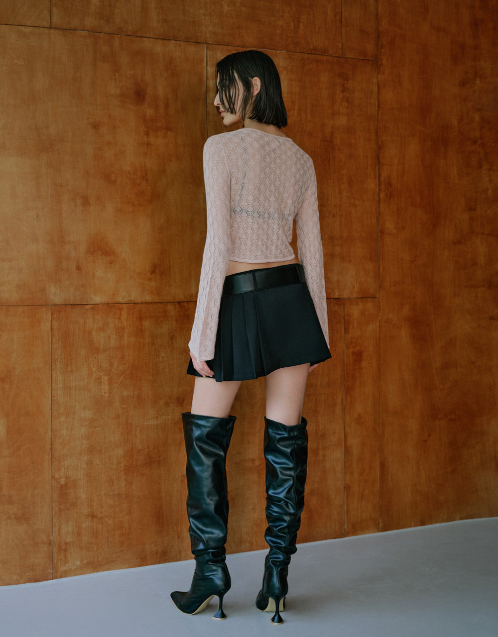 Lace Up Front V-Neck Knitted Top