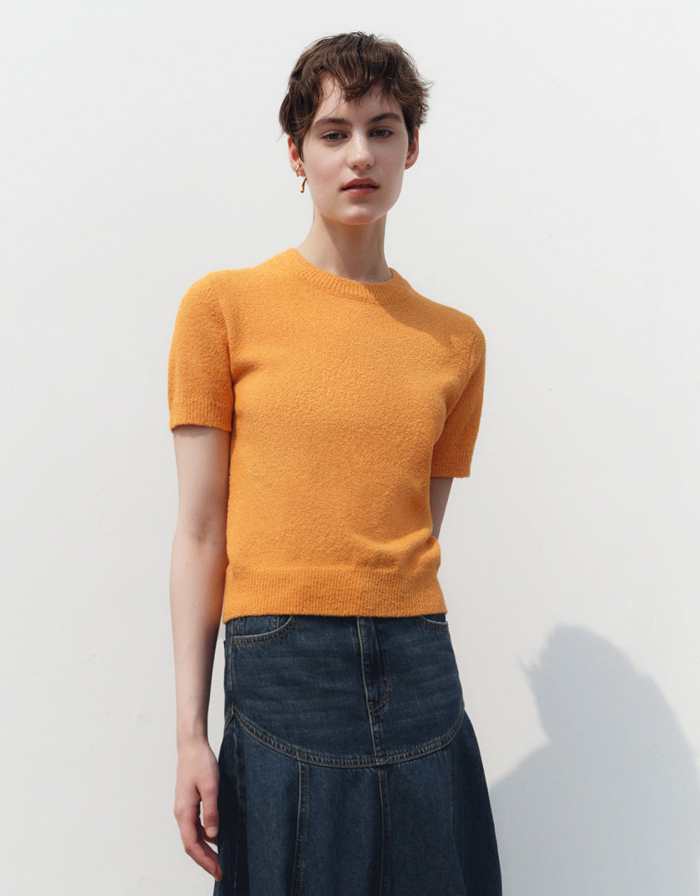 Skinny Crew Neck Knitted T-Shirt