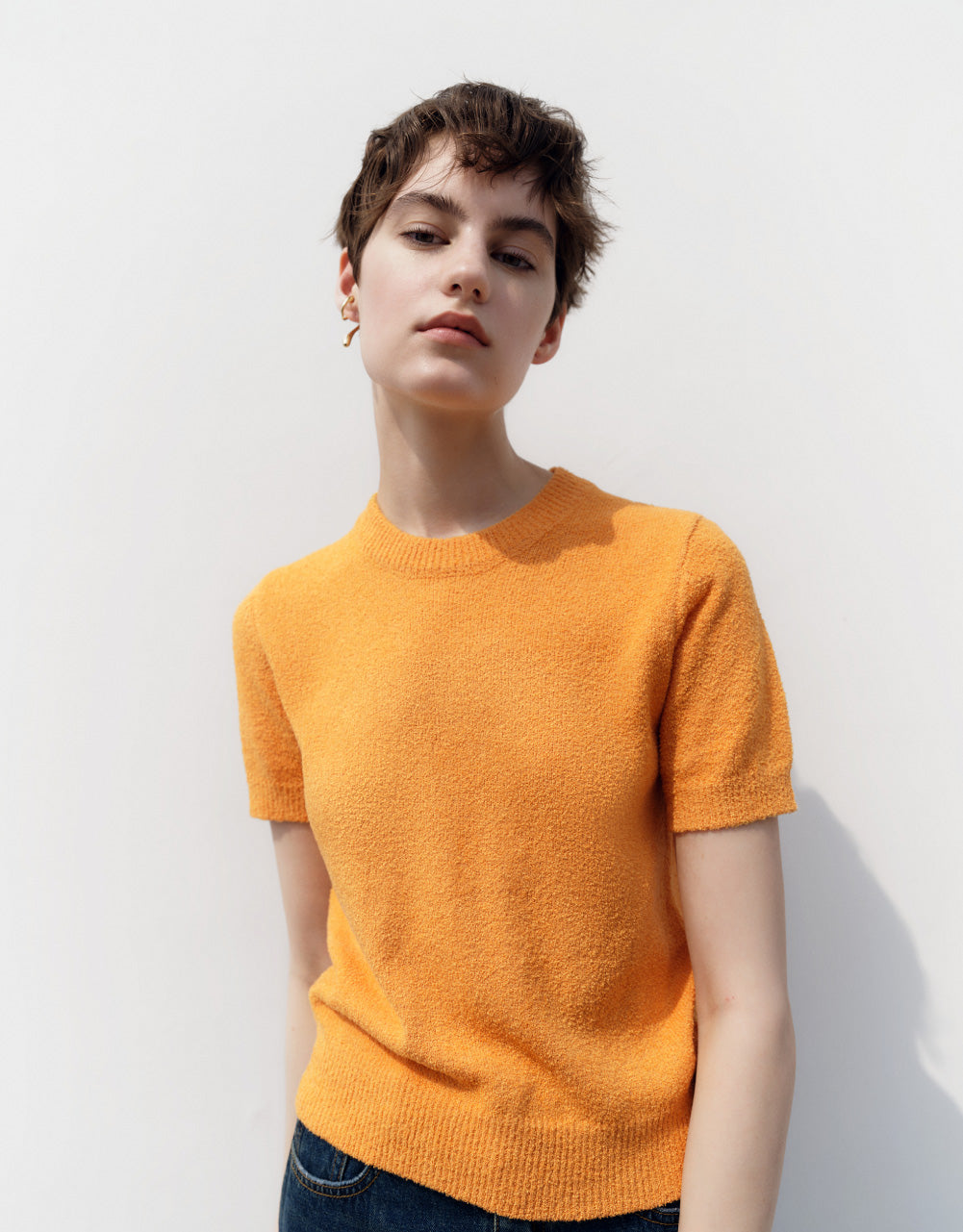 Skinny Crew Neck Knitted T-Shirt
