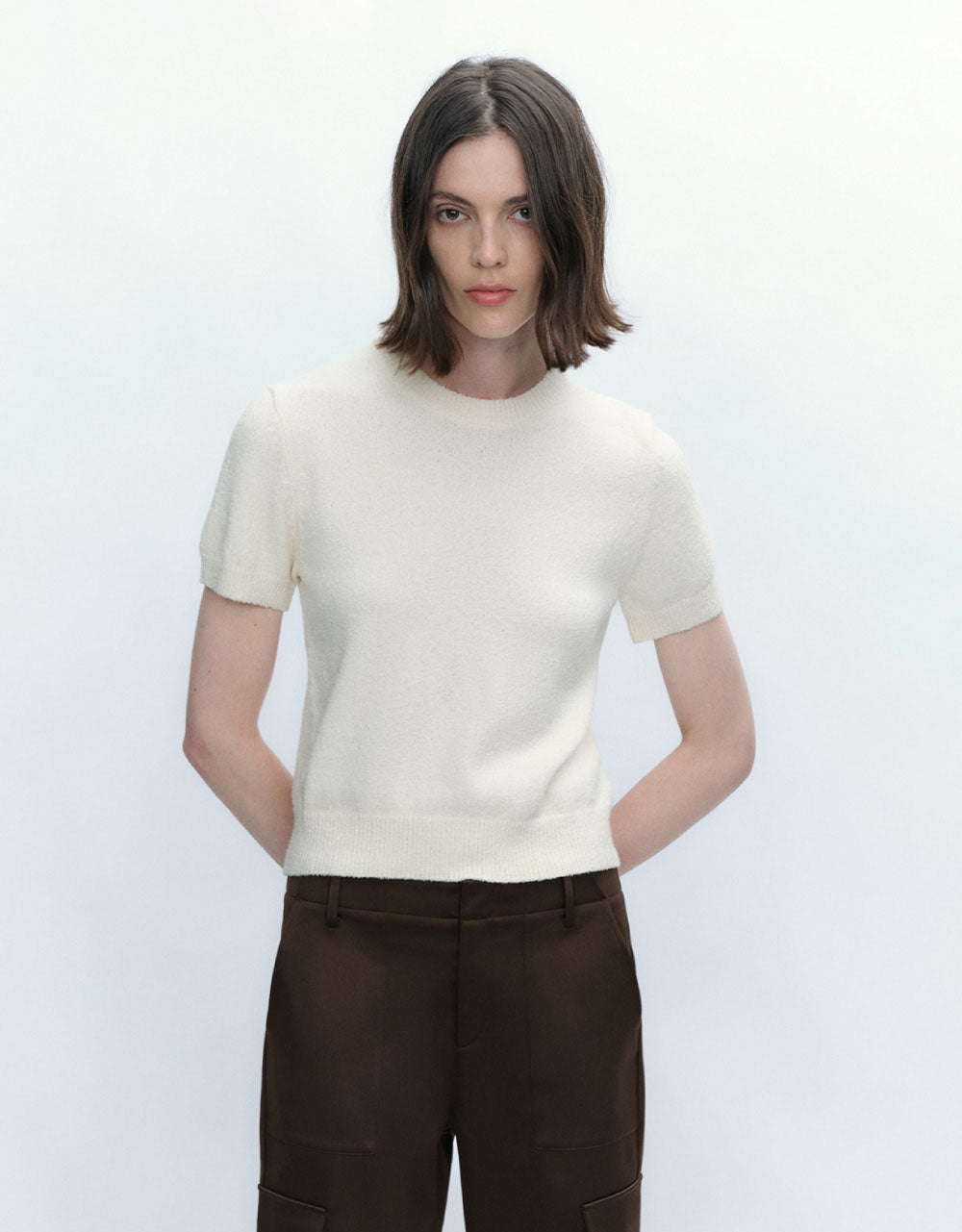 Skinny Crew Neck Knitted T-Shirt