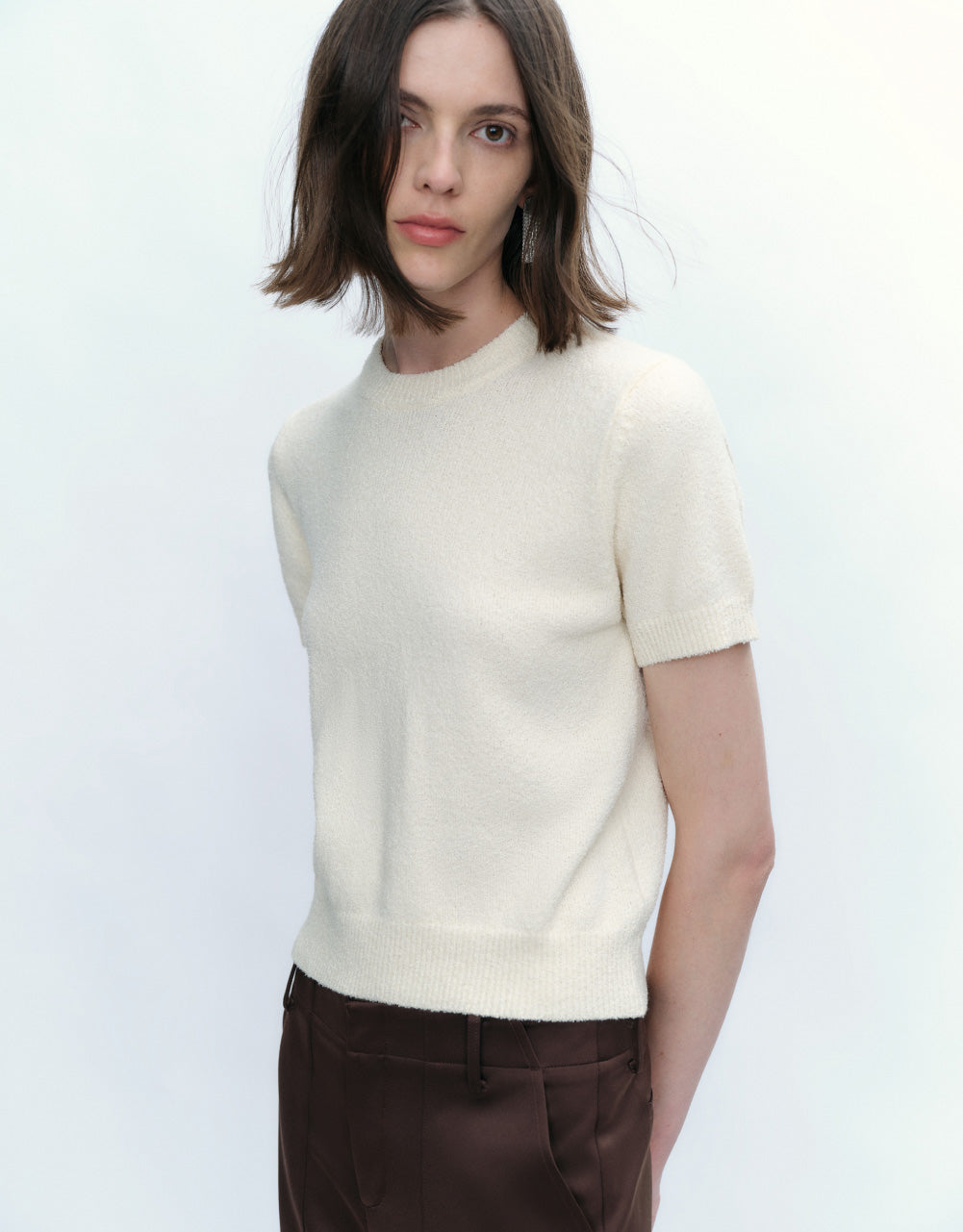 Skinny Crew Neck Knitted T-Shirt