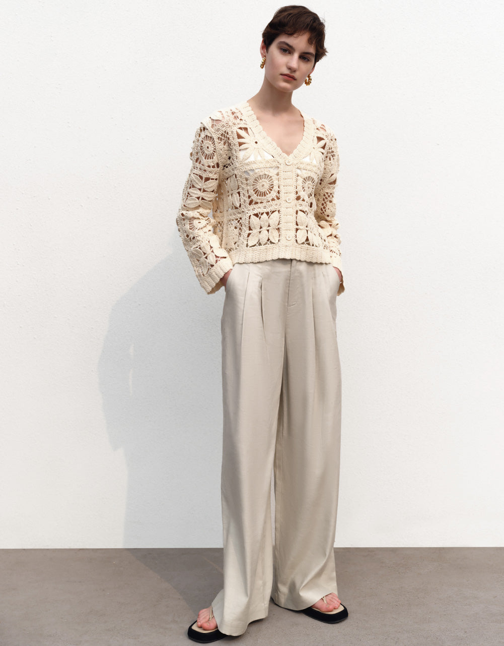 Woven Thin Wide-Leg Pants